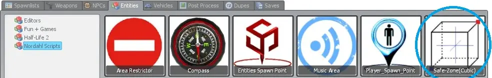 Safe Zone in Spawn menu