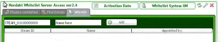 Add a user in the server access whitelist