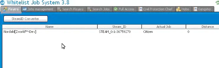 Add someone connected in the Whitelist of a job