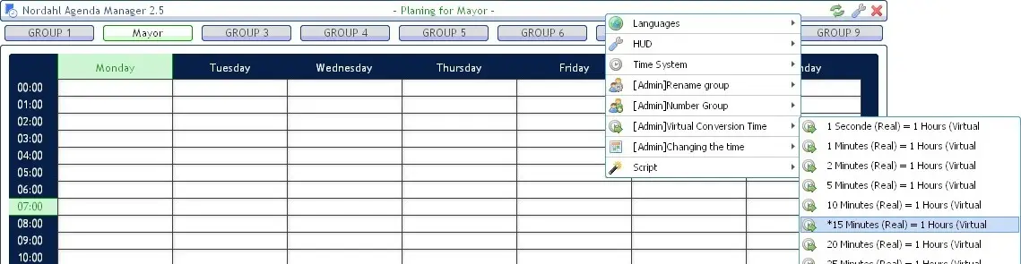 Set cycle of day speed of Job Agenda Editor