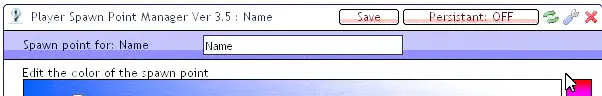 Persistence button Player Spawn Point