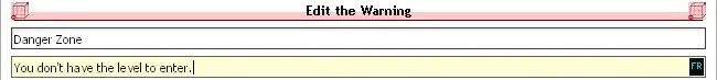 Set warning message