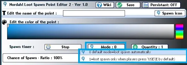Set Spawn mod button