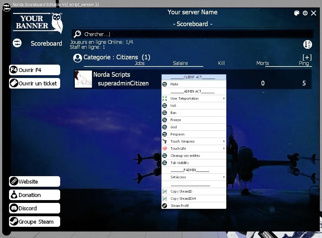 Administration from the scoreboard