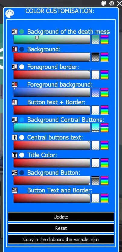 Color elements deathscreen