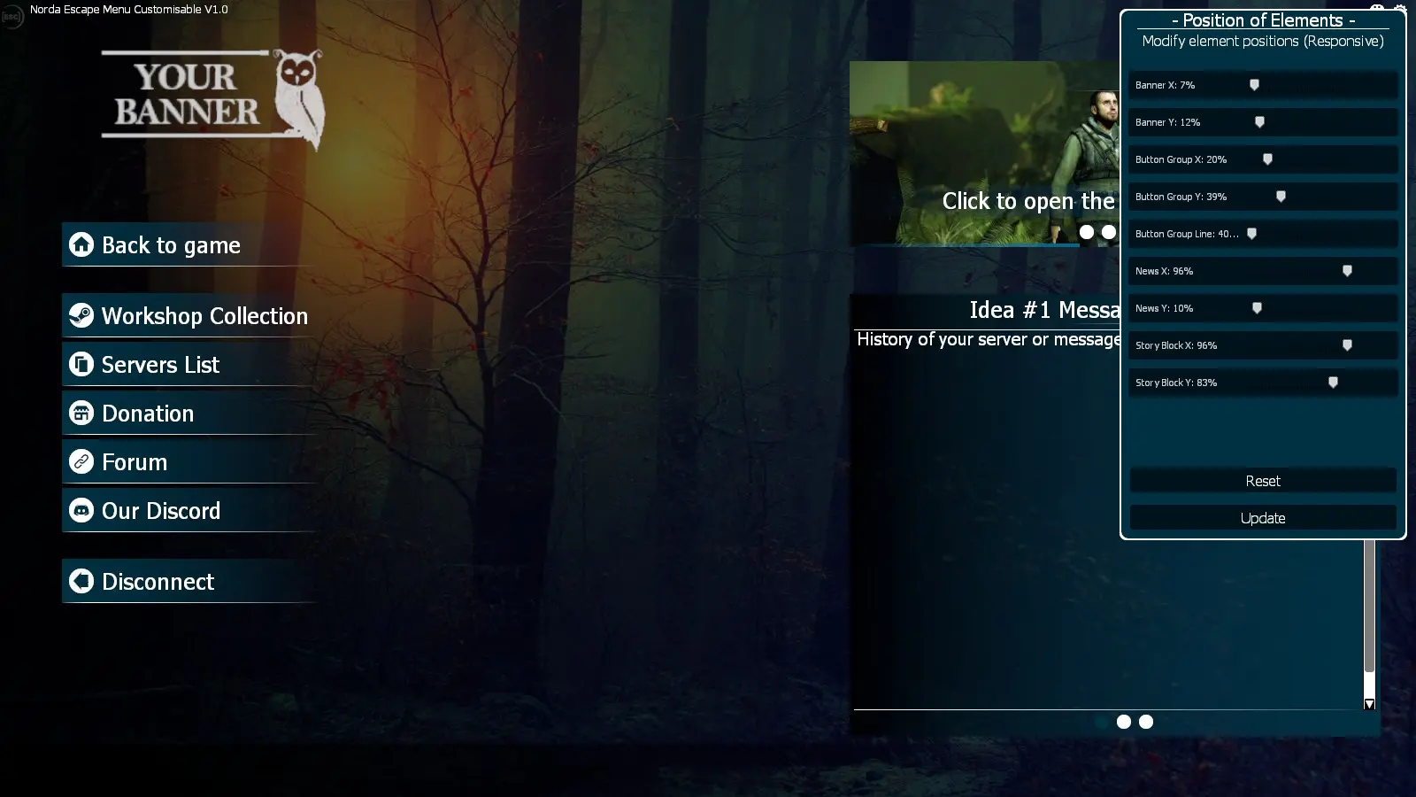 change position Esc menu