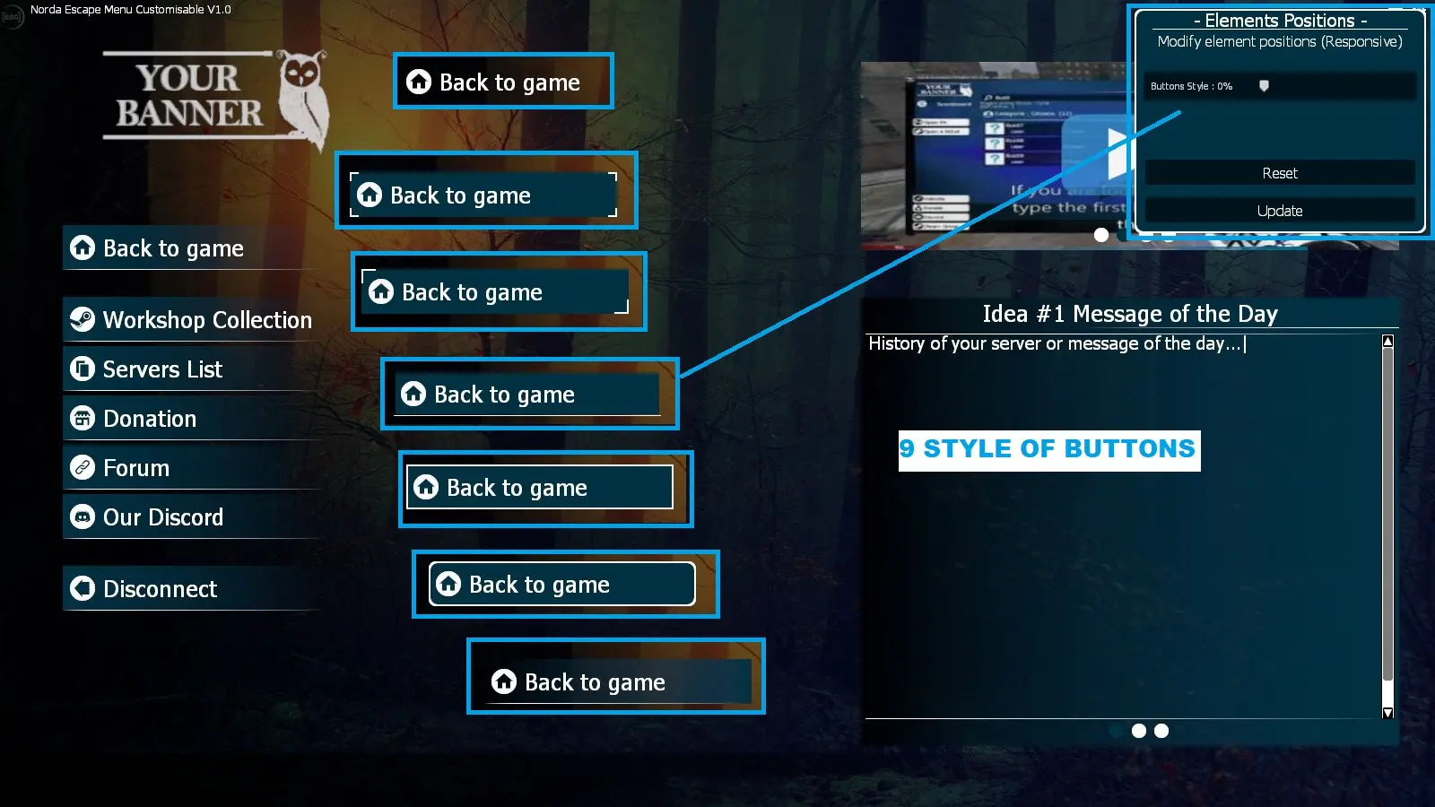 Set button Style Escape Menu