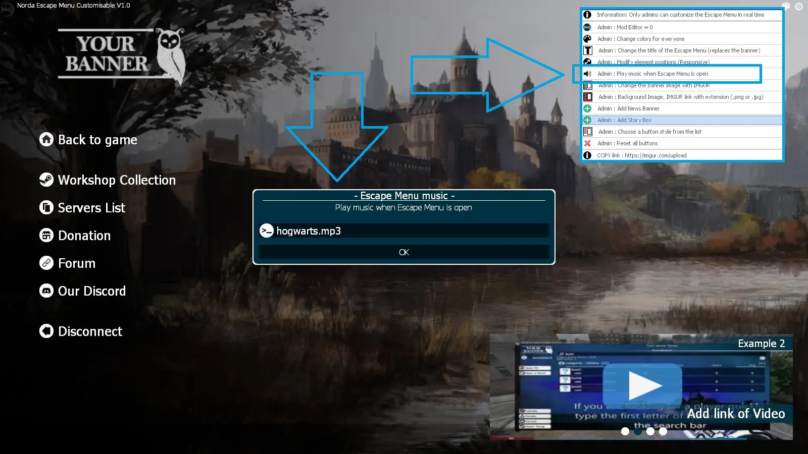 Set background music escape menu
