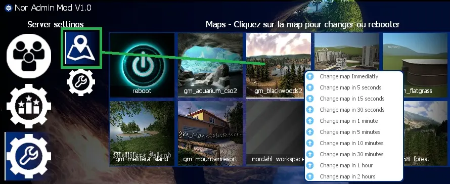 How can I change the map on my server instantly or delayed?