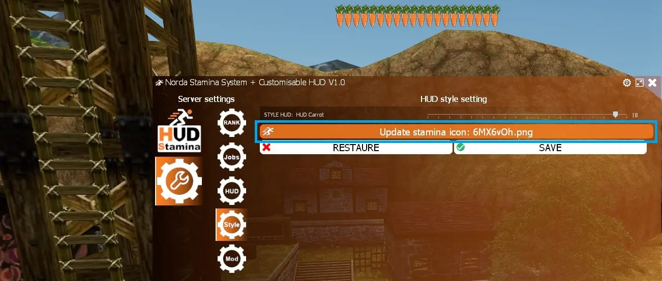 Settings style update stamina icon