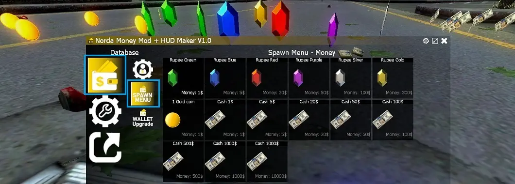 Spawnmenu of Gmod Money System