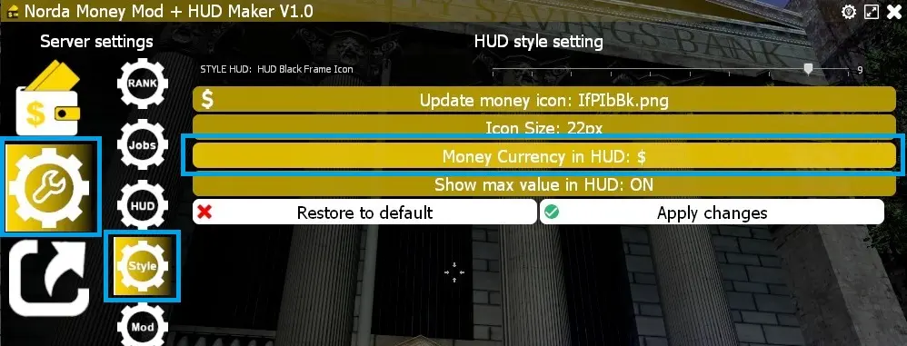 Display money currency HUD