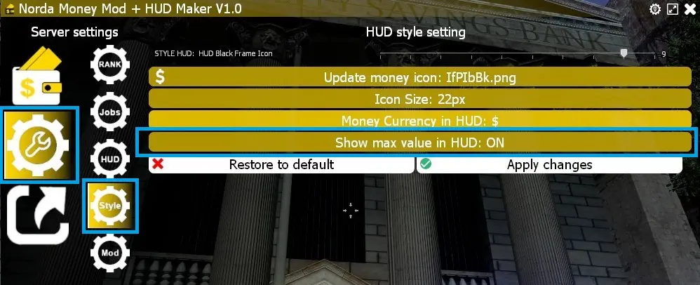 Display max value Money HUD