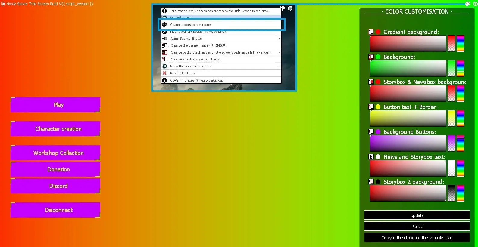 Set color of title screen