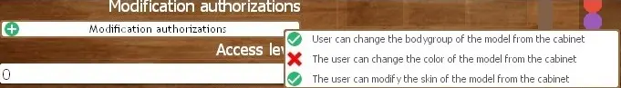 How to authorize the user to be able to modify the aesthetics of his playermodel (Skin, Bodygroup, Color)