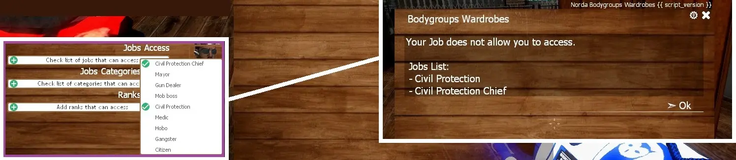 How to restrict access to a wardrobe according to the users job