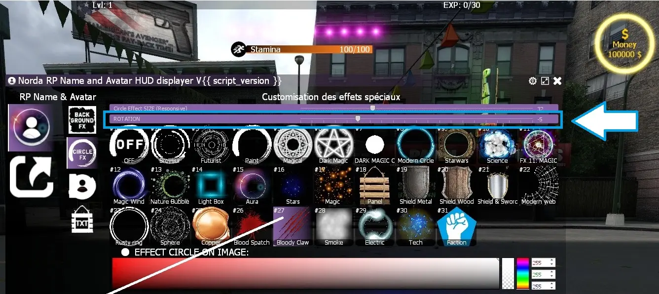 HUD Avatar FX Rotation