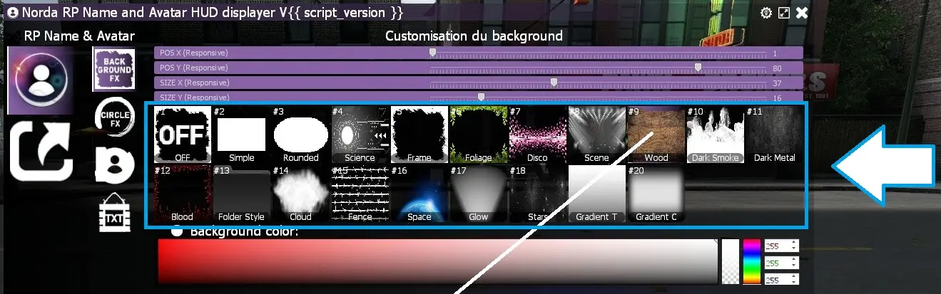 Select HUD background frame