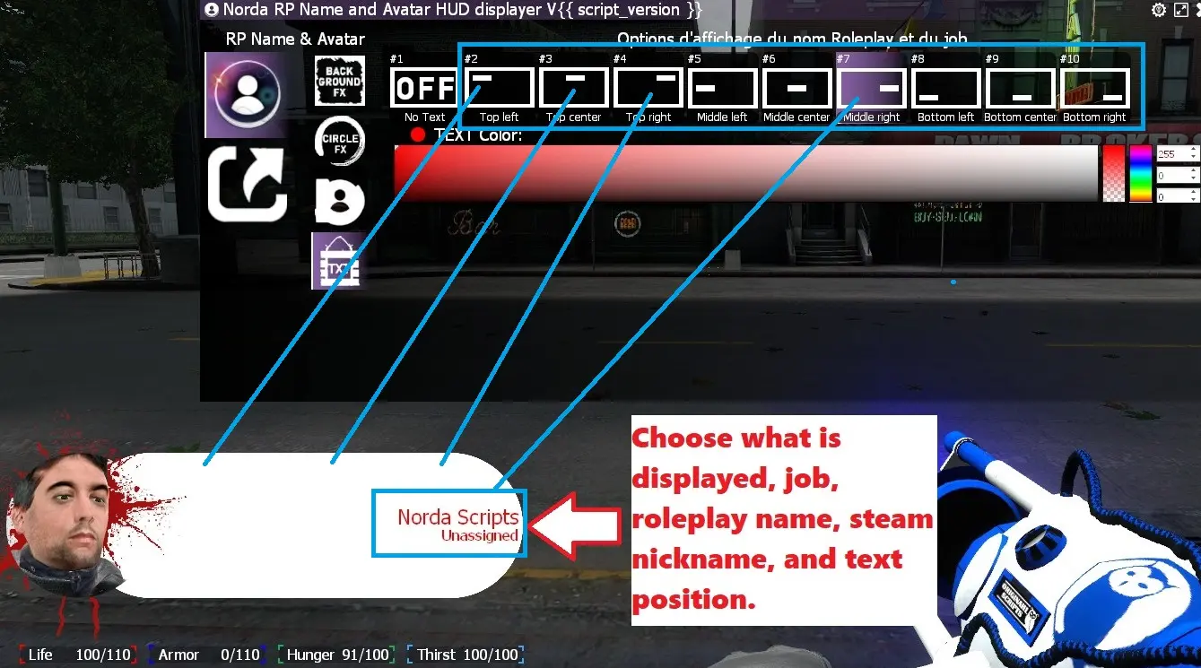 Set Text Name position