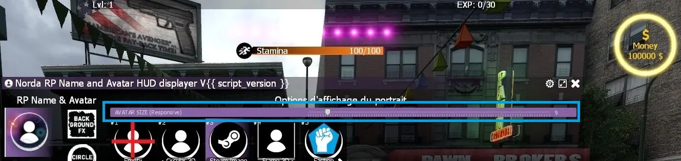 Set avatar size on HUD