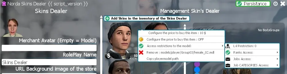 Set Restriction to Skins Dealer Manager