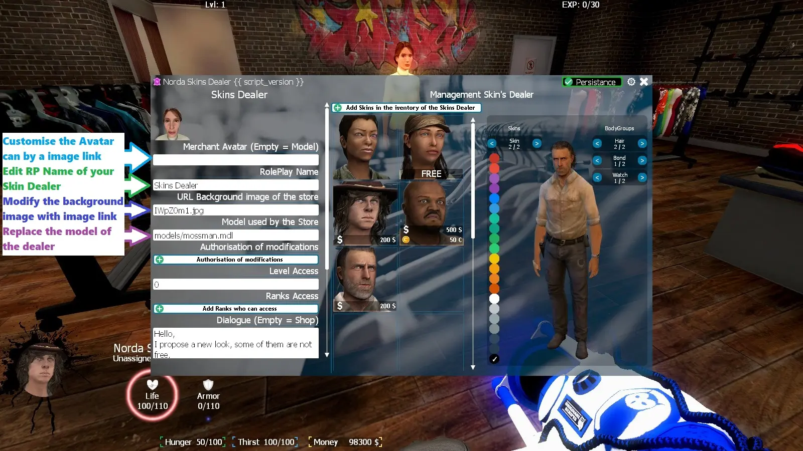 Replace the avatar of the skins dealer