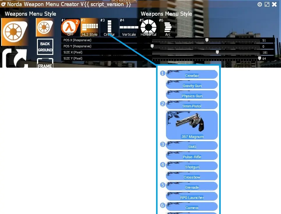 Gmod Weapon menu Vertical Style
