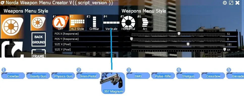 Weapon menu Horizontal Style