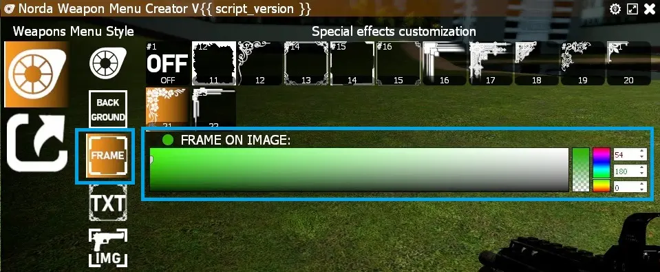 Set colour of the frame