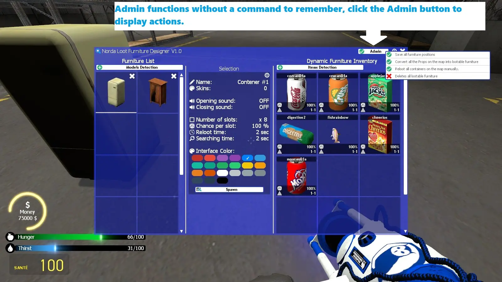 Loot Furniture Admin functions