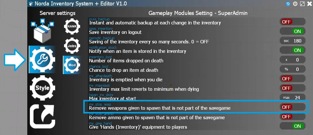 Remove weapons given to spawn