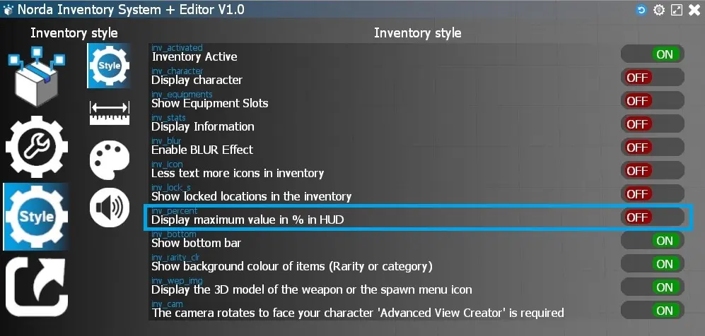 Display stats maximum value