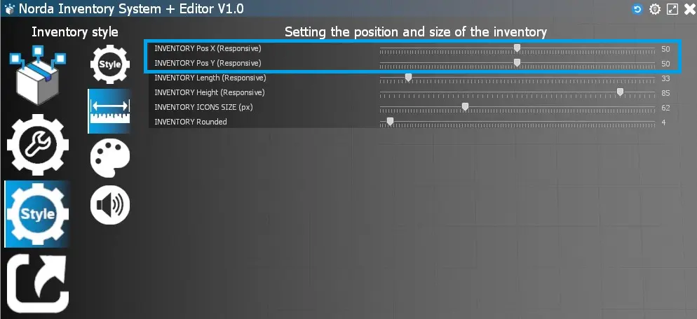 Set Inventory elements positions