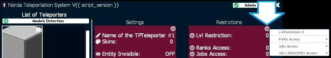 Set teleportation portal