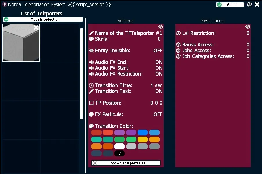 Gmod teleportation System Interface