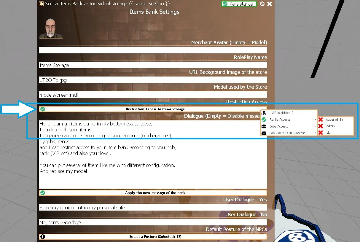 Gmod Items Banks access restrictions