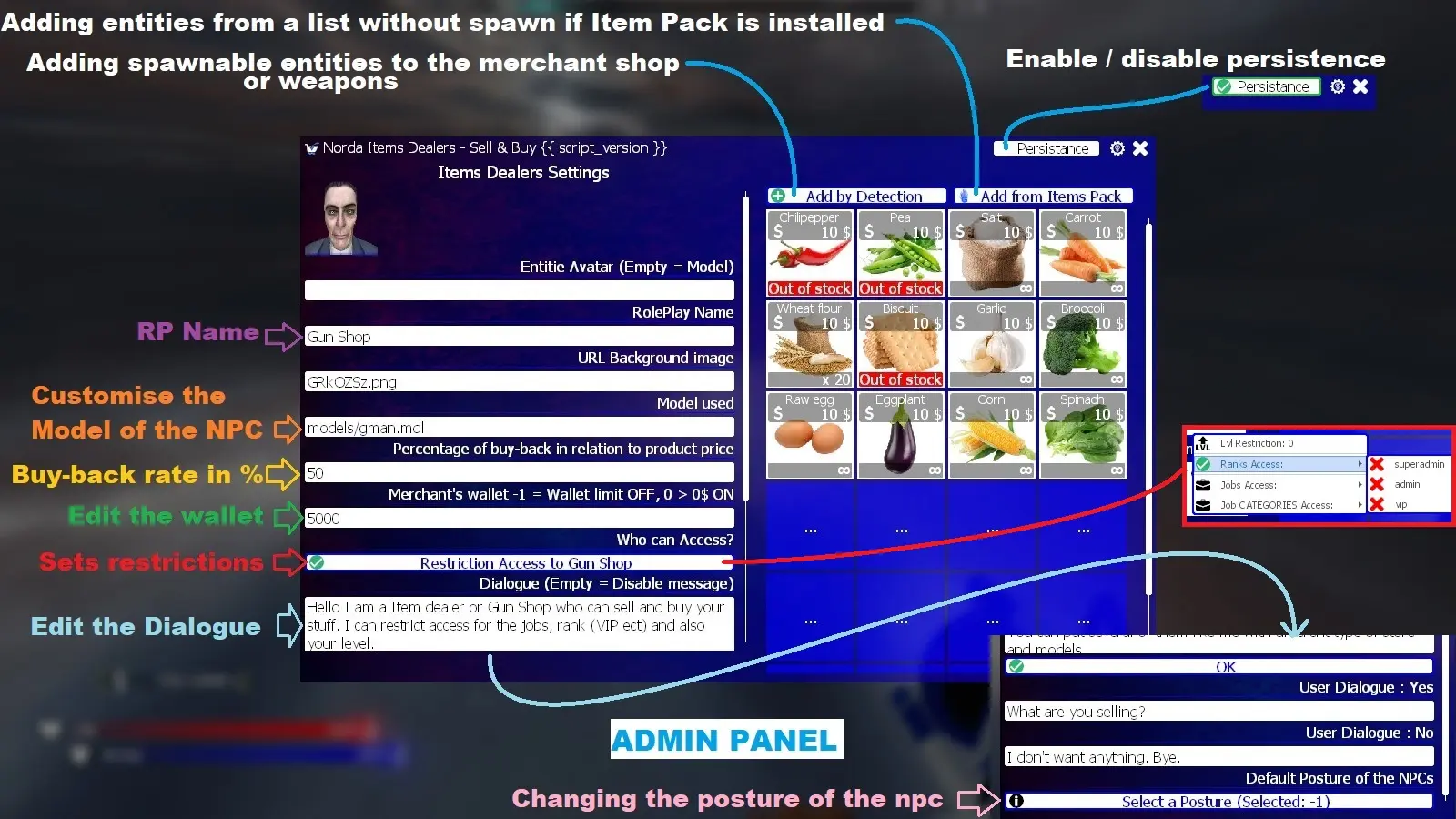 Gmod Items Dealer management menu