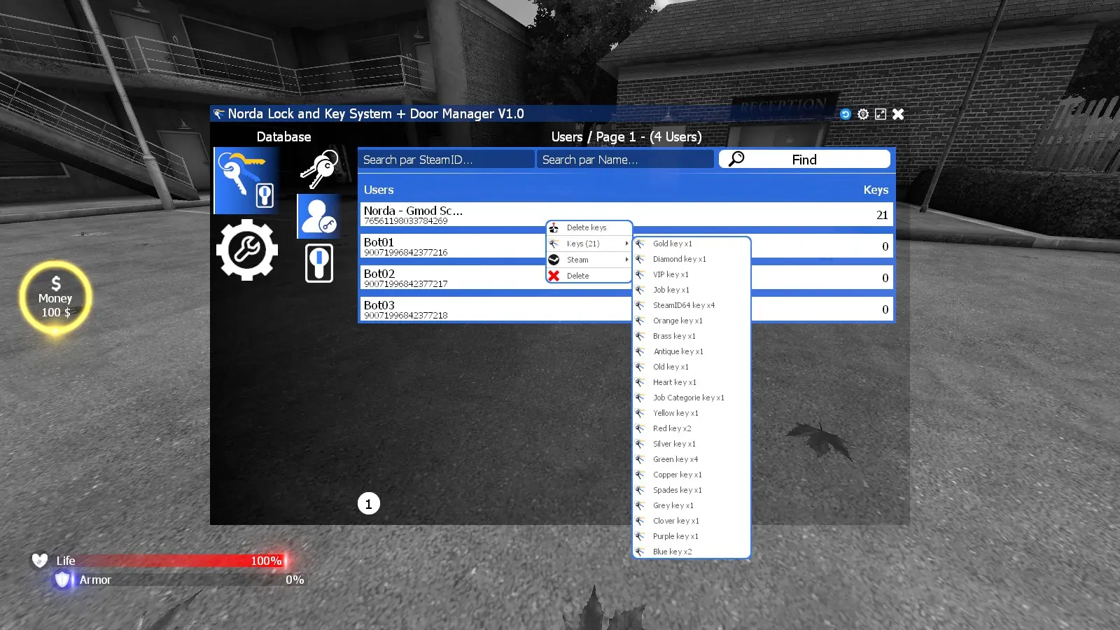 Database of Key and Lock System