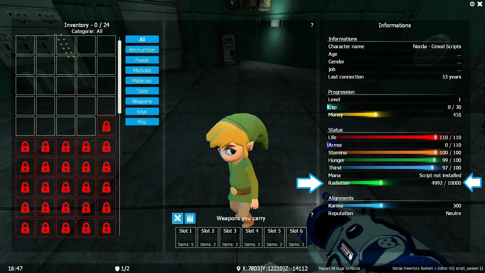 Radioactivity bar in inventory system