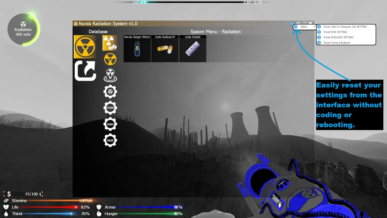 Reset Radioactivity Addon