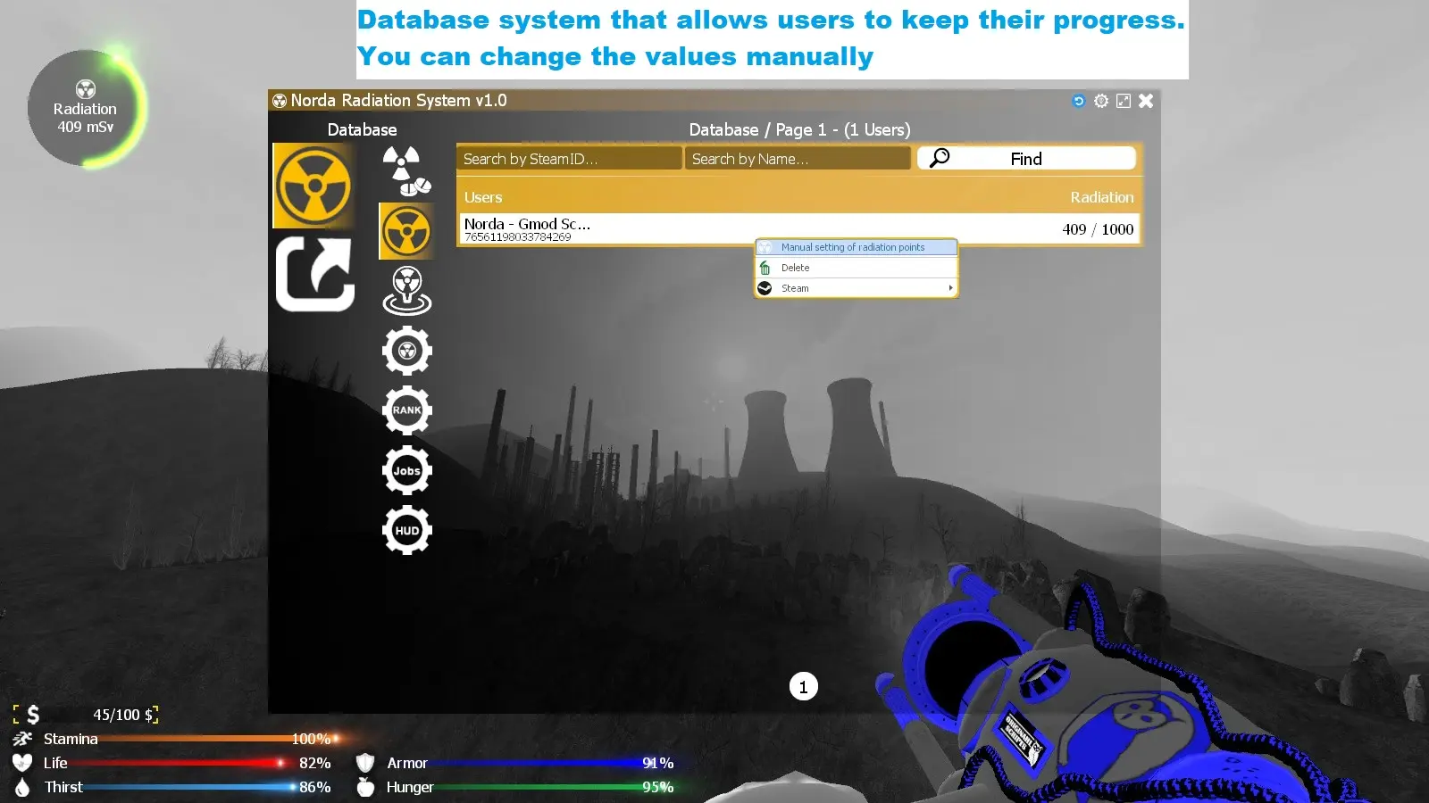 Edit radiation database