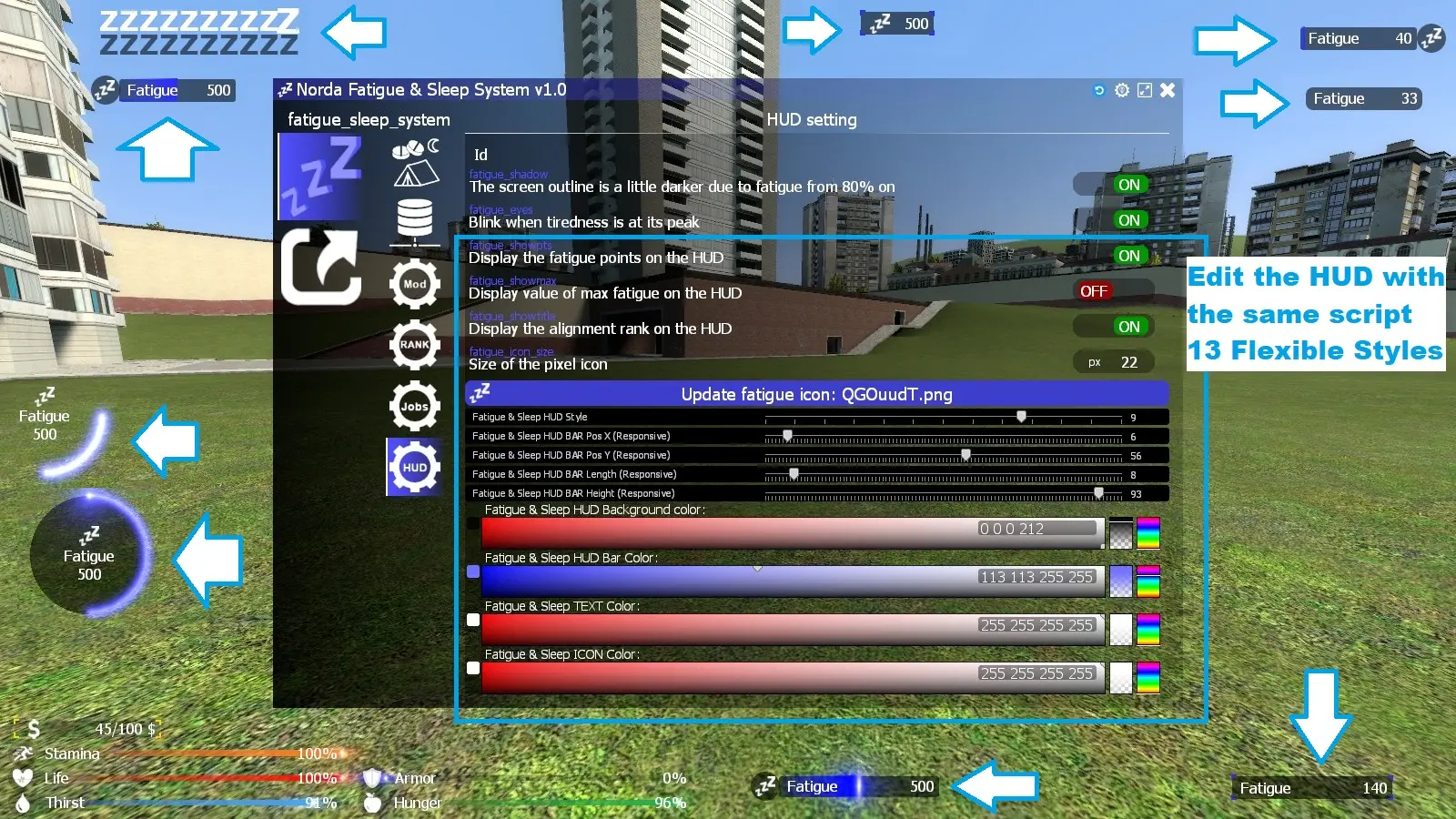 Edit HUD of Sleep Mod
