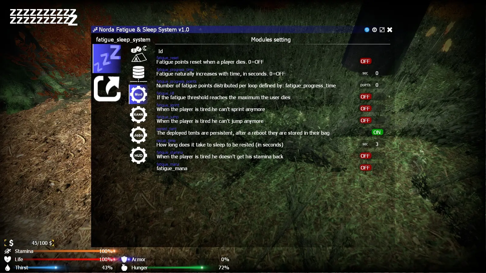 Modules of fatigue System