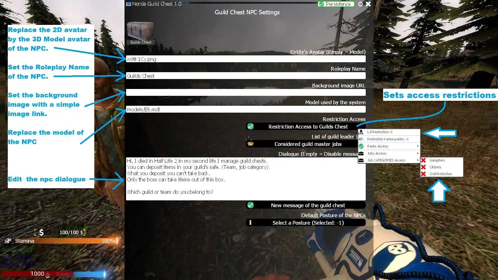 Settings of NPC Guilds Chest