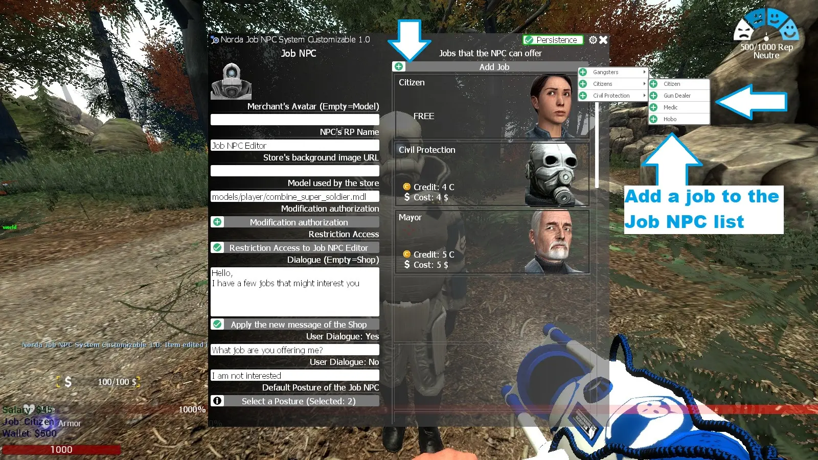 Ajouter des jobs dans la liste du NPC Job System