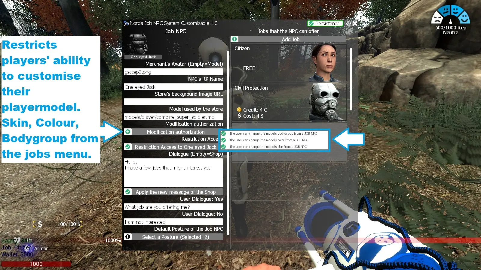 Restriction d'accès à un NPC job System