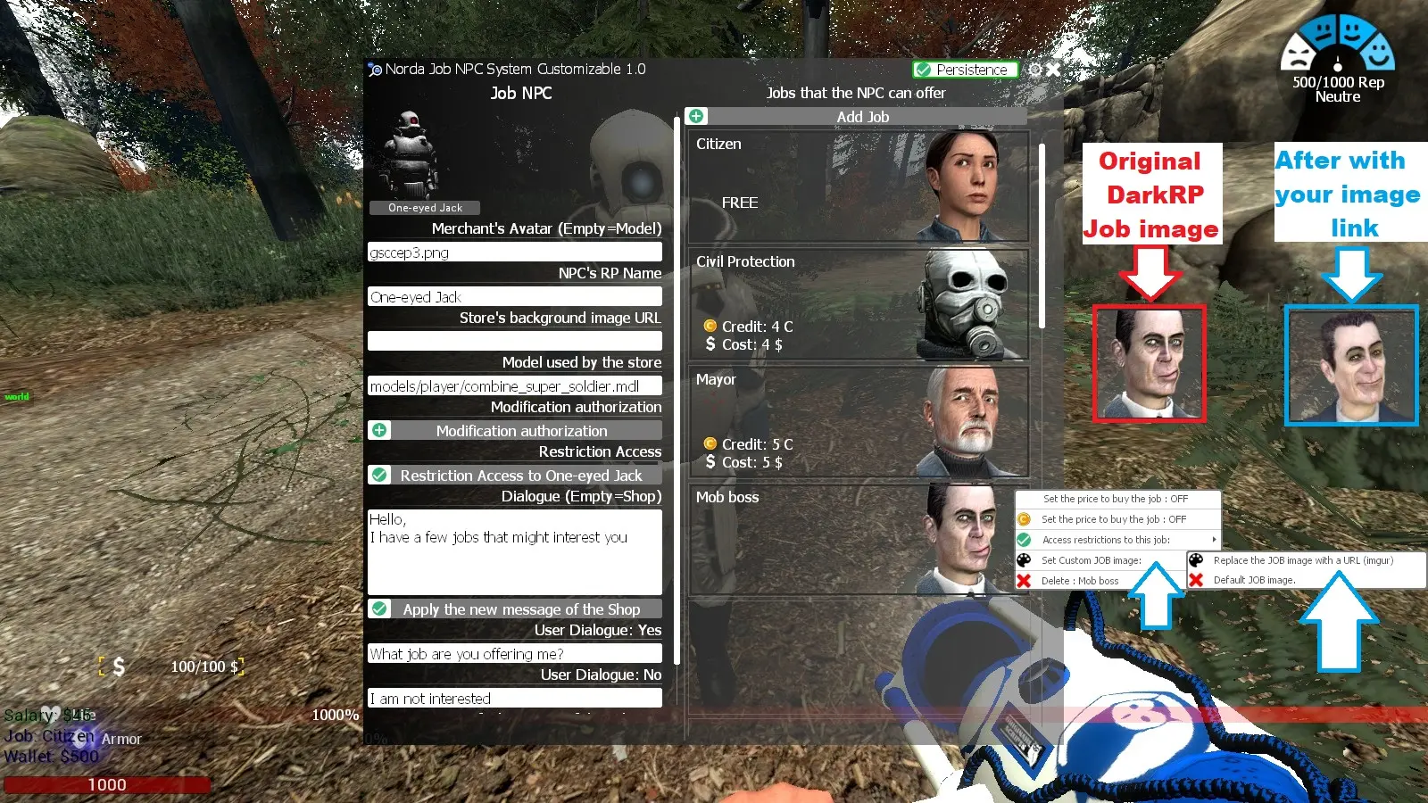 Remplacer l'image d'un Job DarkRP