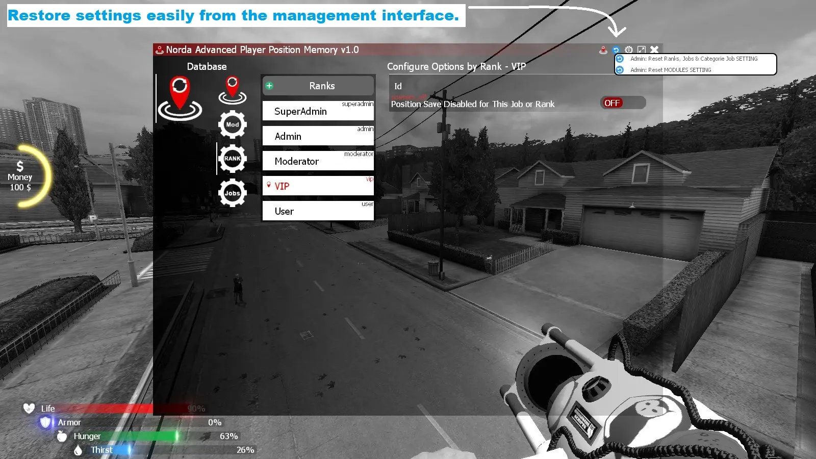 reset gameplay modules of Gmod Advanced Player Position Memory