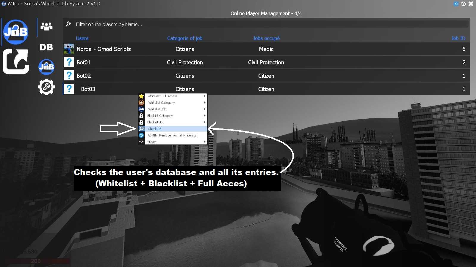 Check DB of Gmod whitelist job system