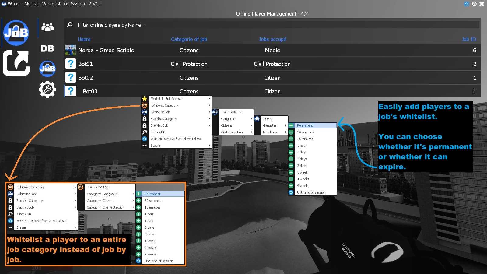 WJob Menu - Whitelist a user to a job